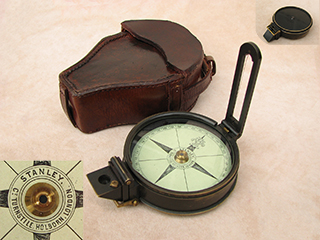 Late 19th century prismatic sighting compass in case by Stanley, London